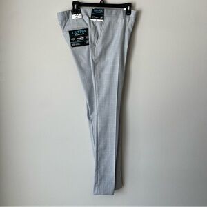 J. Ferrar Light Gray Check Plaid Ultra Comfort Stretch Slim Suit Pants